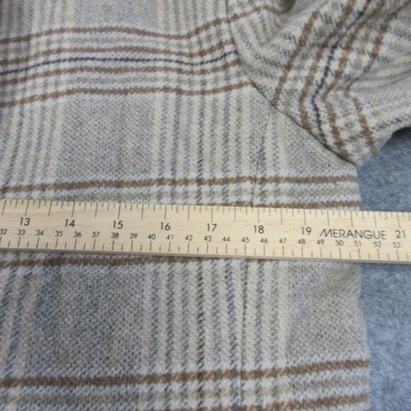 DKNY Women's Plaid Wool-Blend Pea Coat Academia Collar Outwear Jacket Tan M 1198 - Picture 13 of 14